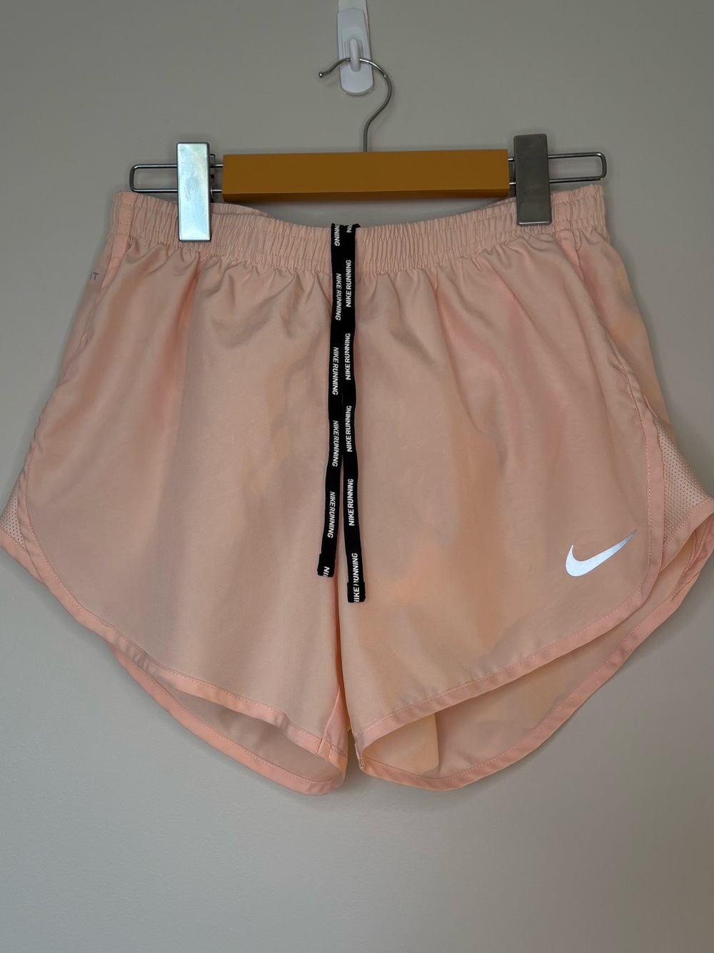 Nike Womens Peach Athletic Running Shorts with Reflective Swoosh